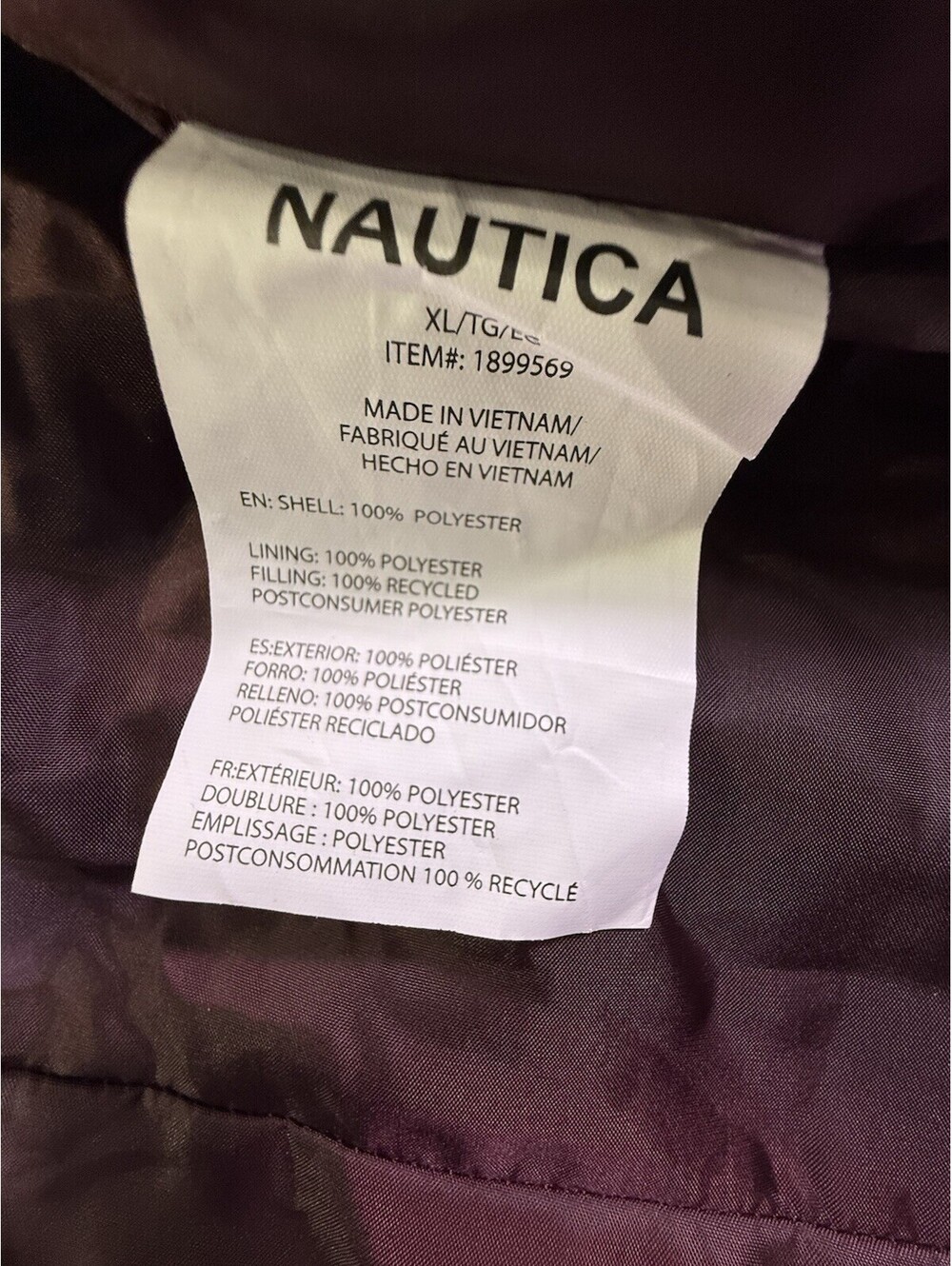 NWOT Nautica Women’s Puffer Jacket Size XL Burgundy - Picture 9 of 14